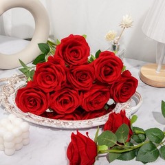 Ouddy Decor 20 Pcs Red Roses Artificial Silk Flowers Fake 20 Packs,