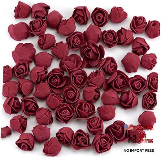 100 Pcs Foam Artificial Burgundy Roses Mini Fake Flowers Mini Artificial Fake