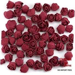 100 Pcs Foam Artificial Burgundy Roses Mini Fake Flowers Mini Artificial Fake