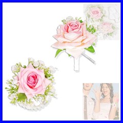 2 Pcs Rose Wrist Corsage Wristlet Band Bracelet & Men Boutonniere Set, Rose H…