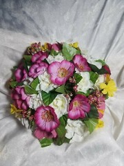 Spring Flowers Round bouquet. Pinks, yellows and white. 24pc set wedding flowers