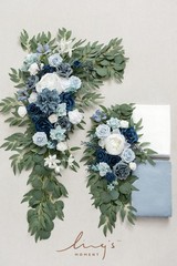 Ling’s Moment White Blue Blush Artificial Wedding Arch Flowers Kit Pack of 4,…