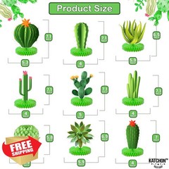 KatchOn Cactus Centerpieces 9 Pcs Green/Red/Pink