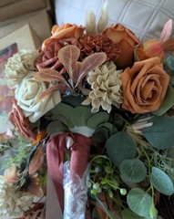 Terracotta Bridal Bouquet Artificial Silk Foam Flowers