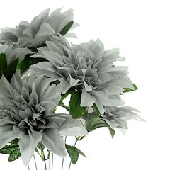 2 SILVER 20″ Artificial Dahlia SILK FLOWER BUSHES Wedding Party Home Decorations