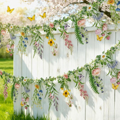 Wildflower Banner 2 Pcs Waterproof Garland 2-Sided Printed Garden Party Flower 2