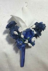Ivory Navy Blue Calla Lily Bridal Wedding Bouquet Accessories