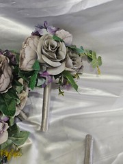 Vintage Style Wedding Set, Purple Wedding Bouquet Package, 5 Pc