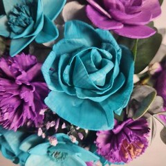 Lilac Teal Rose Sola Wood Bridal Wedding Bouquet Accessories