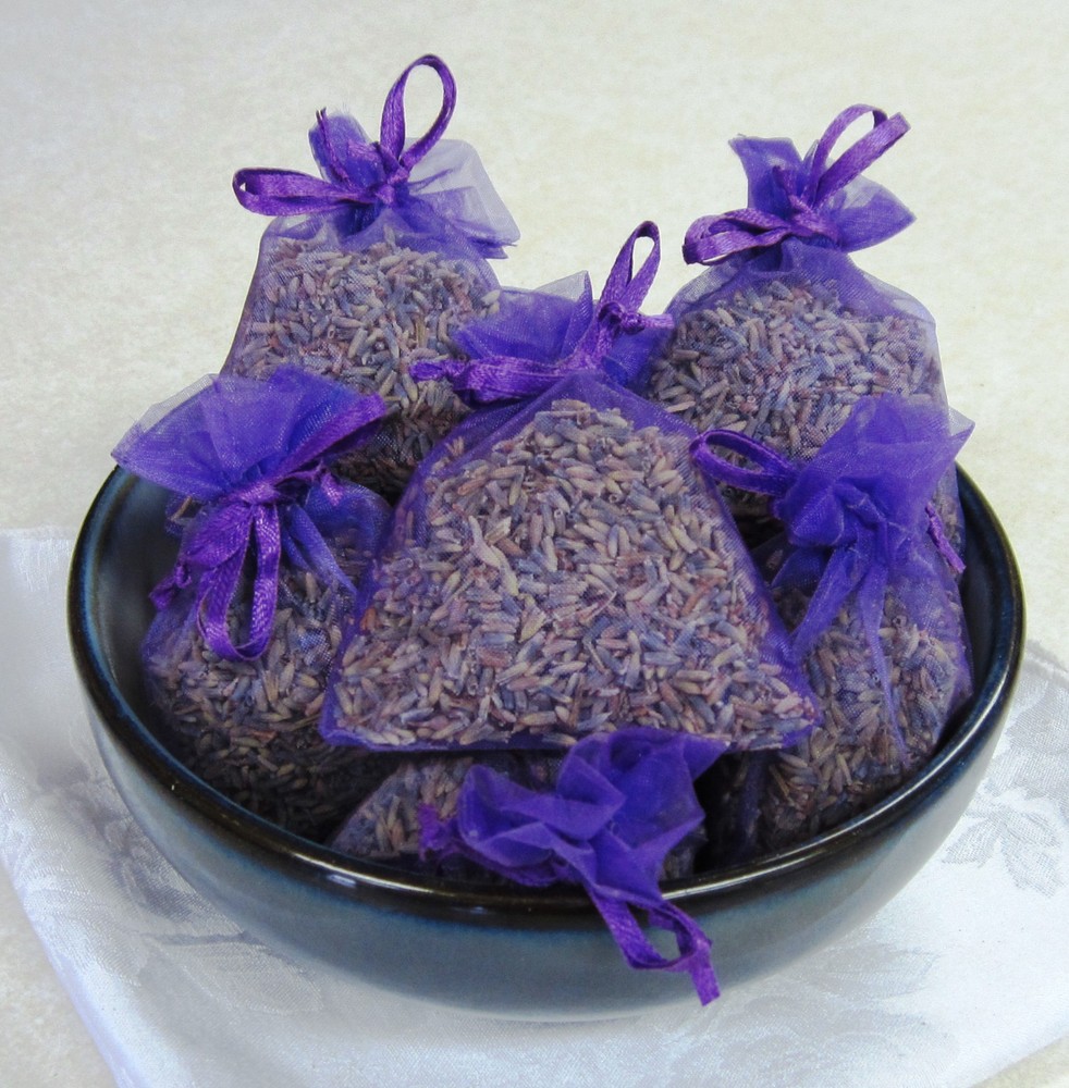 Set of 10 Lavender Sachets made with Purple Organza Bags