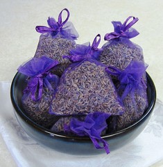 Set of 10 Lavender Sachets made with Purple Organza Bags