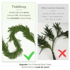 PCS Norfolk Pine Garland, Christmas Artificial Faux Greenery Garland Real 6FT 2