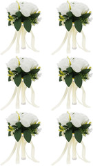 Set of 6 Elegant White Bridesmaid Bouquets for Weddings & Anniversaries