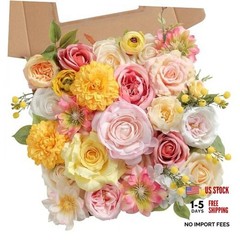 Artificial Flower Assortment for DIY Centerpiece Arrangement Pink Yellow