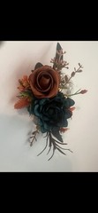 Teal Rust Orange Floral Wrist Corsage Wedding Formal