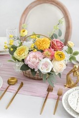 Artificial Flower Assortment for DIY Centerpiece Arrangement Pink Yellow