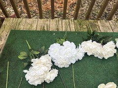 Huge Lot Bundle Of Cream Ivory White Roses Peony Magnolia Long Stem Real Touch