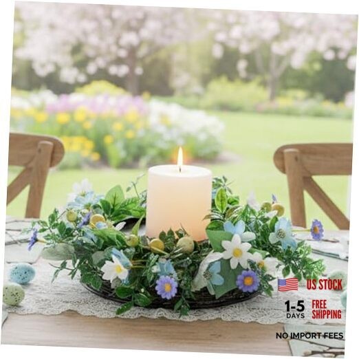 MOYEE Candle Holder Centerpieces for Tables,Candle Mixed Color Daisy Wreath