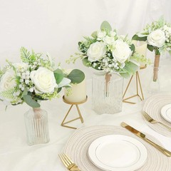 Bridesmaids Bouquets Set of 6 Ivory White Artificial Flowers 7 Inch Bridesmaid B