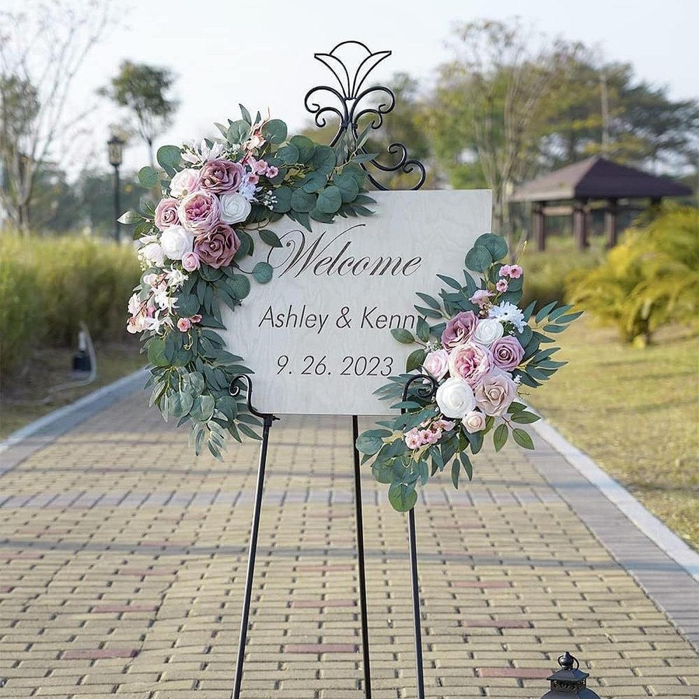 2 Pieces Wedding Arch Flowers Greenery Leaves Wedding Aisle Decoration