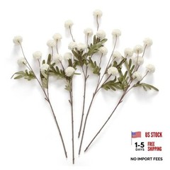 Artificial Kiku Flower White – 5 Pcs Fake Pompon Mums Silk Small Off White
