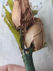 Vintage Artificial Corsage Boutonniere Lot of 5 Prom Wedding Fabric Wood Flowers