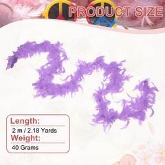 40g 2 Yards Feather Boa, Costume Turkey Chandelle Feathers Boa Light Purple