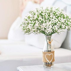Artificial Baby Breath Flowers Fake Gypsophila Bouquets 12 Pcs Plastic White