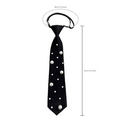 Black Pre-tied Ties with Artificial Pearls Adjustable Uniform Neckties C