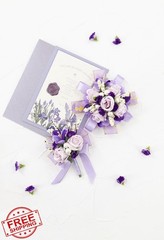 Yelinart Purple Rose Corsage Boutonniere Set Lavender Wedding
