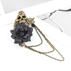 Vintage Skull Rose Tassel Chain Pin Brooch for Men & Women – Punk, Gothic Sui…