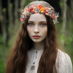 Vivivalue Women Floral Crown Boho Flower Headband 1 Count (Pack of 1),