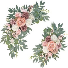 Pink Wedding Arch Floral Swag Set of 2 – Artificial Flower Arrangement for Recep