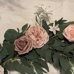LING’S MOMENT WEDDING GARLAND 9ft, Dusty Rose, Cream, White, Pastel Pink, Gold