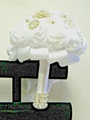 Deluxe Silver & Crystal Satin Bridal Bouquet
