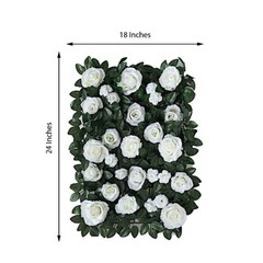 24×18-Inch White and Green Silk Rose Flowers Wall Backdrop Panel Wedding Sale