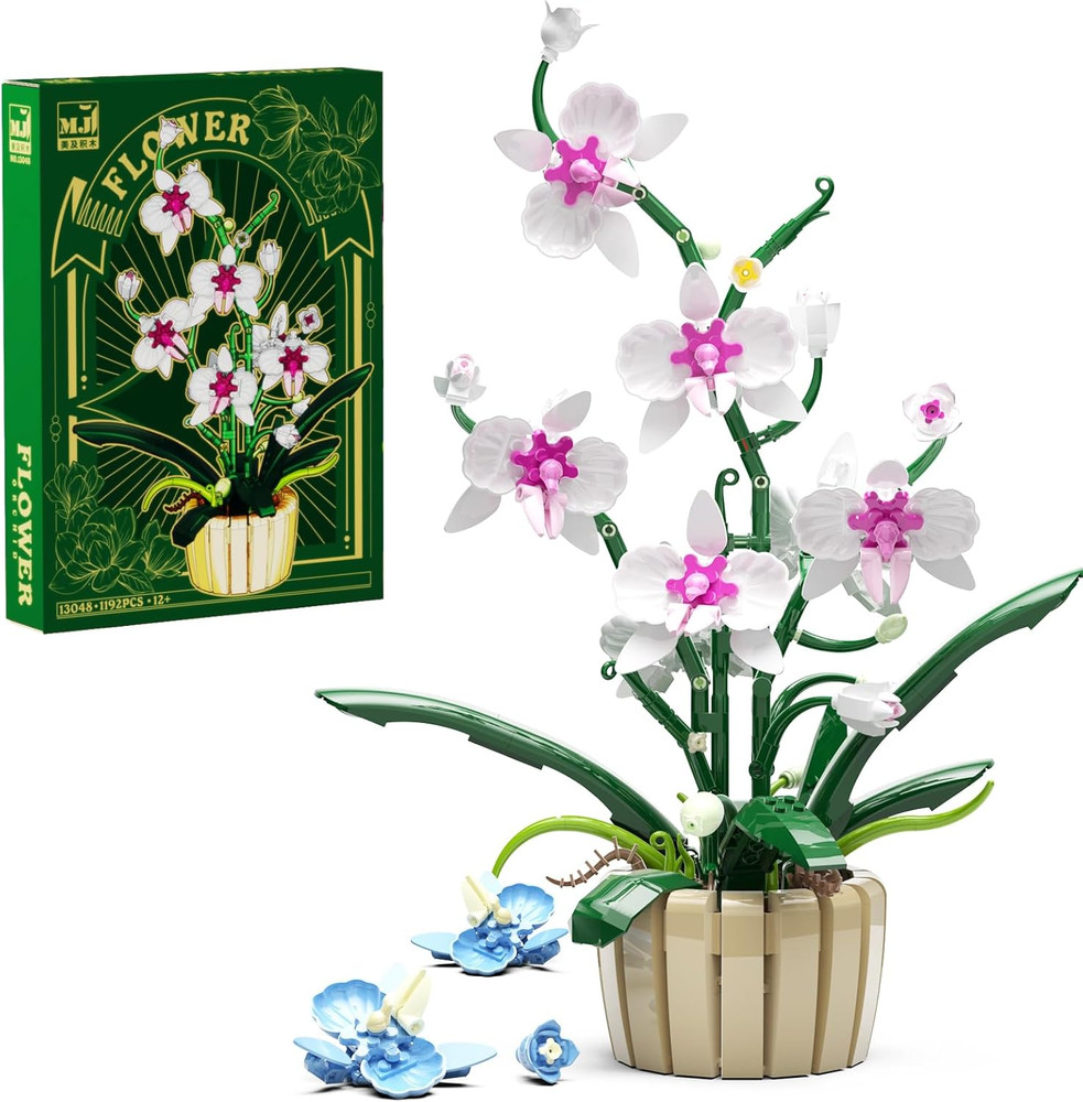 Icons Orchid Flowers Building Set, Exquisite Orchid Bonsai for Adult- Compatible