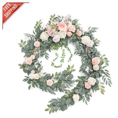 Artificial 9FT Floral Garland for Sweetheart Tables – Blush & Cream Elegance