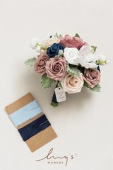Ling’s Moment 9″ Wedding Dusty Rose/ Navy Bouquet for Bride, Bridesmaid’s Bouque