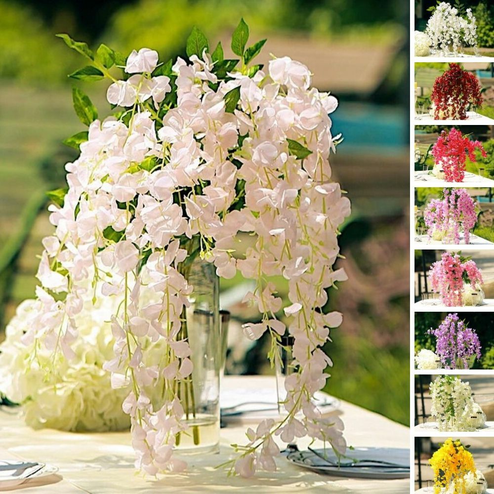 5 Bushes 44-Inch tall Hanging Artificial Wisteria Flowers Vine Party Garland