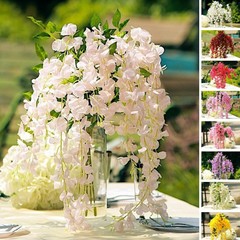 5 Bushes 44-Inch tall Hanging Artificial Wisteria Flowers Vine Party Garland