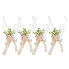 4 Pcs Wedding Wrist Flower Artificial Flowers Bridal Corsage Bracelet