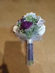 Cascading Bridal Bouquet, 5 Round Bridesmaids Bouquets, 1 Toss Bouquet