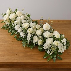 White Artificial Rose Flower Row 100cm – Luxury Wedding Table Centerpiece Floral