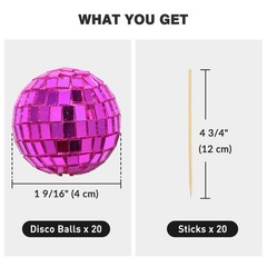 Yescom 20PCS 1.6″ Small Disco Ball Mirror Mini Hanging for Events Wedding Party