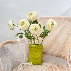 10Pcs White Ranunculus Artificial Flowers Silk 10 Creamy White Ranunculus