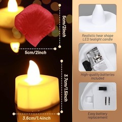 Romantic LED Candle & Rose Petals Set Weddings Dates Celebrations Decor New