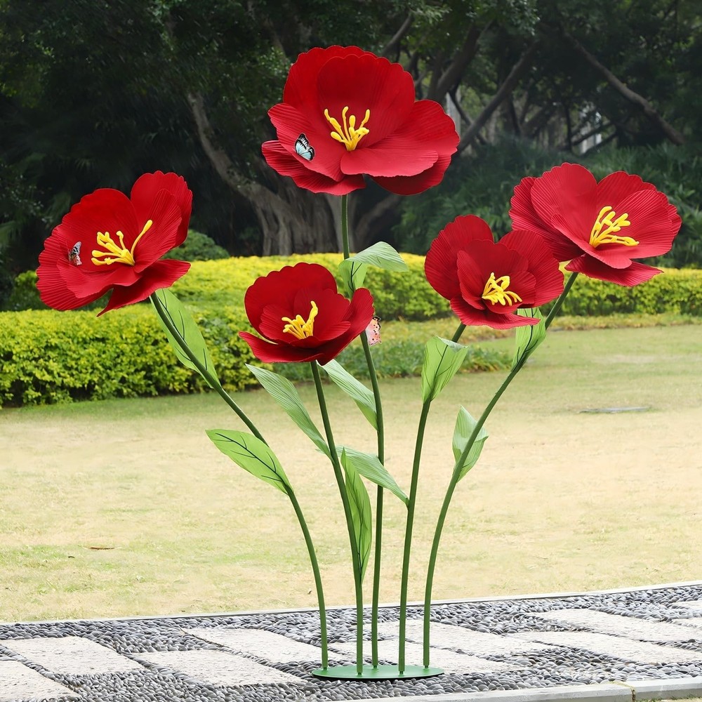5PCS Giant Flowers for Decoration 5.9 ft Large Felt Fabric Flowers with Stems…
