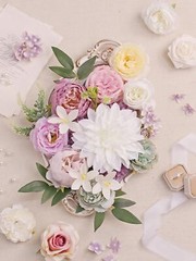 Wedding Artificial Flowers Combo Box Set for DIY Wedding Bridal Bouquets Fake Pe