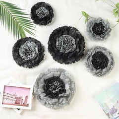 12 pack 7″ 9″ 11″ Charcoal Grey Tissue Paper Carnation Flowers Home Backdrop